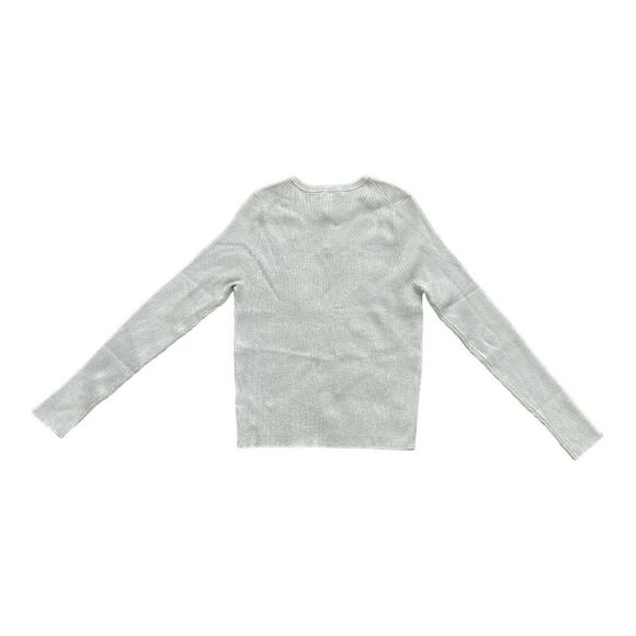 Splendid Peyton Lurex Sparkle Knit Keyhole Ribbed Sweater White Sand Medium - Picture 3 of 6